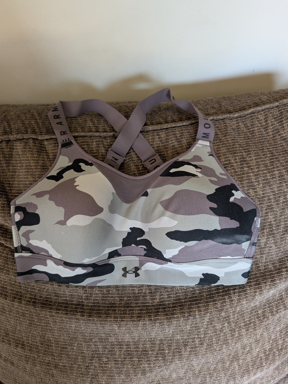 Under Armour Women's Camo Sports Bra in Taupe